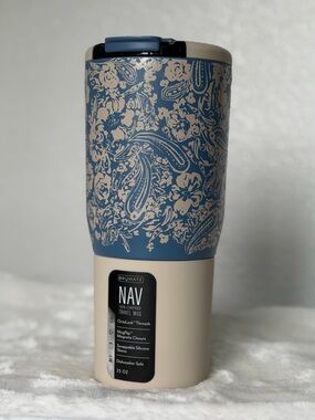 Brumate Billabong coffee mug NAV osmosis blue paisley travel mug NWT